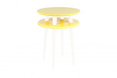 Masa de cafea din lemn de fag si MDF Ufo High Yellow / White, Ø45xH61 cm
