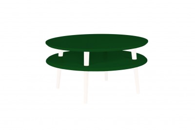 Masa de cafea din lemn de fag si MDF Ufo Low Dark Green / White, Ø70xH35 cm
