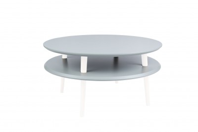 Masa de cafea din lemn de fag si MDF Ufo Low Dark Grey / White, Ø70xH35 cm