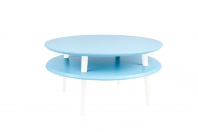 Masa de cafea din lemn de fag si MDF Ufo Low Dark Turquoise / White, Ø70xH35 cm
