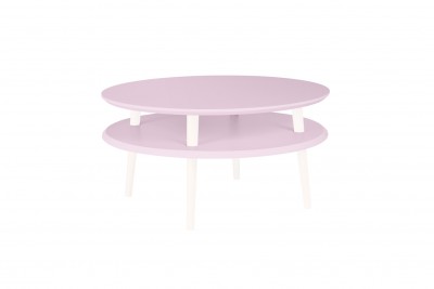 Masa de cafea din lemn de fag si MDF Ufo Low Dusky Pink / White, Ø70xH35 cm