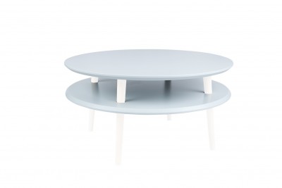 Masa de cafea din lemn de fag si MDF Ufo Low Light Grey / White, Ø70xH35 cm