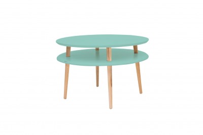 Masa de cafea din lemn de fag si MDF Ufo Low Mint / Beech, Ø70xH35 cm