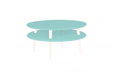 Masa de cafea din lemn de fag si MDF Ufo Low Mint / White, Ø70xH35 cm