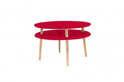 Masa de cafea din lemn de fag si MDF Ufo Low Red / Beech, Ø70xH35 cm