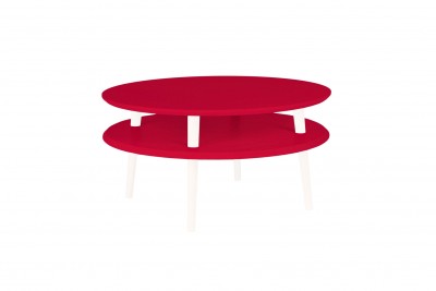 Masa de cafea din lemn de fag si MDF Ufo Low Red / White, Ø70xH35 cm