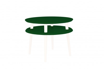 Masa de cafea din lemn de fag si MDF Ufo Medium Dark Green / White, Ø57xH45 cm