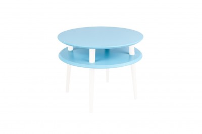 Masa de cafea din lemn de fag si MDF Ufo Medium Dark Turquoise / White, Ø57xH45 cm
