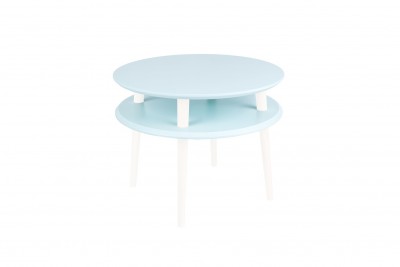 Masa de cafea din lemn de fag si MDF Ufo Medium Light Turquoise / White, Ø57xH45 cm