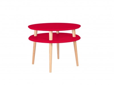 Masa de cafea din lemn de fag si MDF Ufo Medium Red / Beech, Ø57xH45 cm