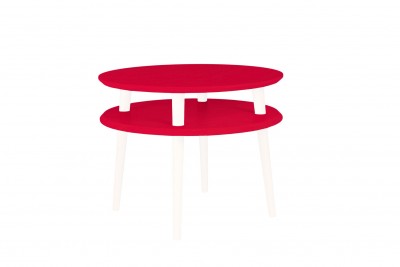 Masa de cafea din lemn de fag si MDF Ufo Medium Red / White, Ø57xH45 cm