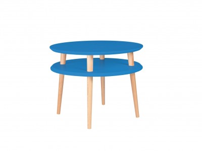 Masa de cafea din lemn de fag si MDF Ufo Medium Sky Blue / Beech, Ø57xH45 cm