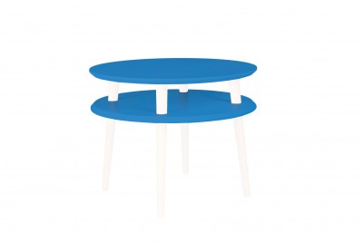 Masa de cafea din lemn de fag si MDF Ufo Medium Sky Blue / White, Ø57xH45 cm