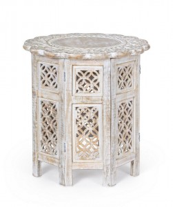 Masa de cafea din lemn de mango Kiran Antique Natural, Ø45xH45 cm