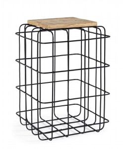 Masa de cafea din lemn de mango si metal Trellis High Natur / Negru, L35xl35xH52 cm