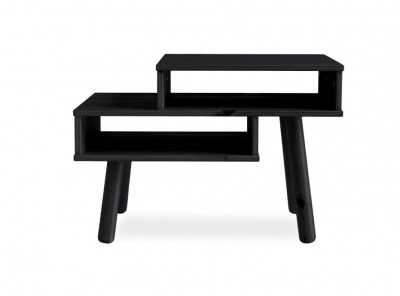 Masa de cafea din lemn de pin, Hako Black, L65xl40xh45 cm