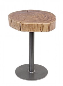 Masa de cafea din lemn de salcam si metal Benson Small Natural / Negru, Ø35xH45 cm