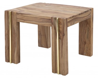 Masa de cafea din lemn de Sheesham si metal Elegant Natural, L58xl58xH45 cm