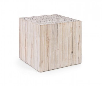 Masa de cafea din lemn de tec Ermitas Natur, L45,5xl45,5xH45,5 cm