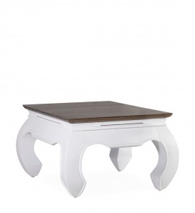 Masa de cafea din lemn si furnir, Everest Opium Nuc / Alb, L60xl60xH40 cm