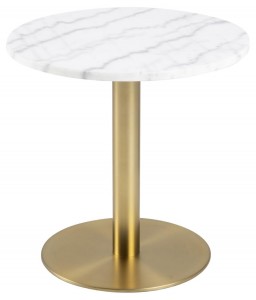 Masa de cafea din marmura si metal, Corby Small Alb / Alama, Ø50xH50 cm
