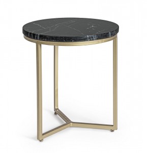 Masa de cafea din marmura si metal Prescott Small Negru / Auriu, Ø37,5xH41 cm