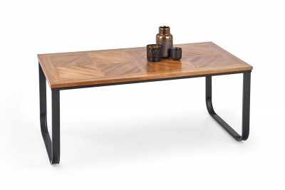 Masa de cafea din MDF, furnir si metal Mazzin Nuc / Negru, L105xl55xH45 cm