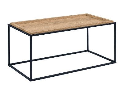 Masa de cafea din MDF, furnir si metal, Merlindiani A Stejar / Negru, L100xl50xH45 cm