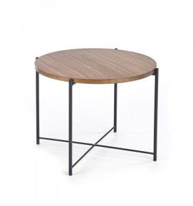 Masa de cafea din MDF, furnir si metal Tangia Nuc / Negru, Ø60xH46 cm