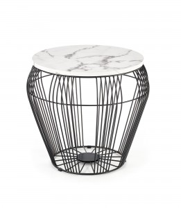 Masa de cafea din MDF si metal, Adrius Alb / Negru, Ø56xH52 cm