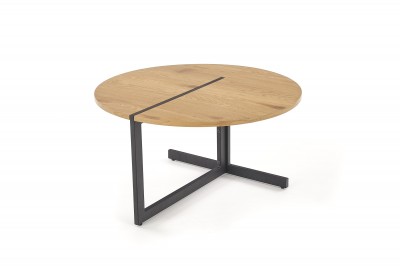 Masa de cafea din MDF si metal Amorina Golden Oak / Black, Ø80xH43 cm