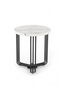 Masa de cafea din MDF si metal, Antichius-S Alb / Negru, Ø40xH45 cm