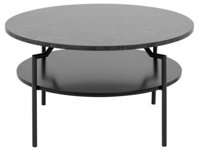 Masa de cafea din pal, MDF si metal, Goldington Negru, Ø80xH45 cm