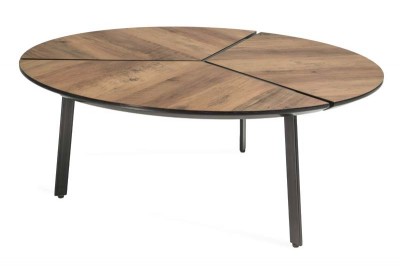 Masa de cafea din MDF si metal Klara 1 Walnut / Black, Ø86xH35 cm