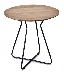 Masa de cafea din MDF si metal Klara 4 Walnut / Black, Ø55xH55 cm