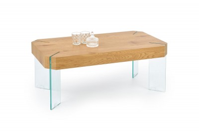 Masa de cafea din MDF si sticla Carlena Stejar, L110xl60xH43 cm
