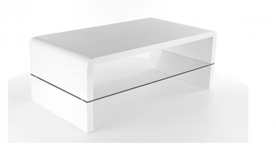 Masa de cafea, din MDF si sticla Ramirez Alb, L110xl60xH45 cm