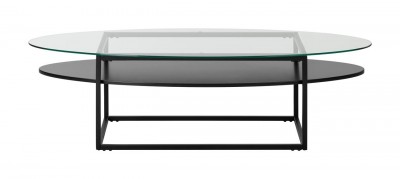 Masa de cafea din MDF, sticla si metal Loke Negru, L140xl60xH39,5 cm