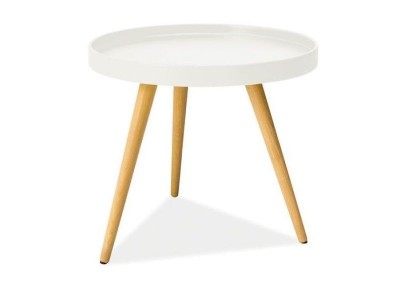 Masa de cafea din MDF, Tory Alb / Natural, Ø45xH50 cm
