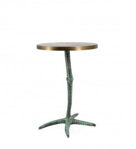 Masa de cafea din metal, Antique Bird Leg Alama / Verde, Ø35xH50 cm