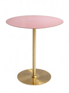 Masa de cafea din metal Desur Simple Roz / Auriu, Ø40xH42,5 cm