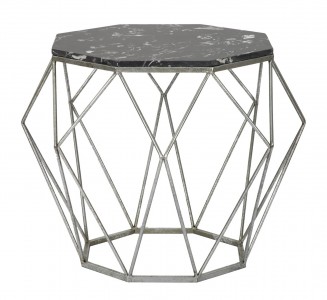 Masa de cafea din metal Diamond Marble Negru, Ø68xH52 cm