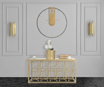 Masa de cafea din metal si sticla Bubbles Auriu, L90xl60xH45 cm