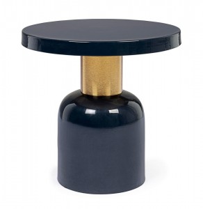 Masa de cafea din metal Nalima A Bleumarin / Auriu, Ø41xH41 cm