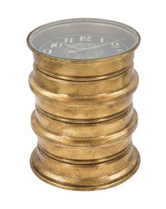 Masa de cafea cu ceas, din metal si sticla Glam Hit Auriu, Ø44xH53 cm