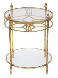 Masa de cafea din metal si sticla, cu ceas Glam Tower Gold, Ø57xH67 cm