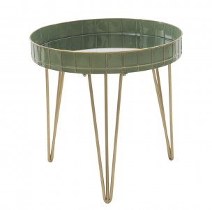 Masa de cafea din metal si sticla Glam Green, Ø 51xH50 cm