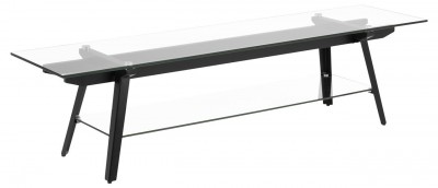 Masa de cafea din metal si sticla Monti Negru, L160xl40xH40 cm