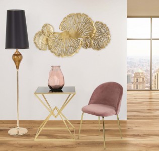 Masa de cafea din metal si sticla Piramid Auriu / Negru, L57xl46xH68 cm