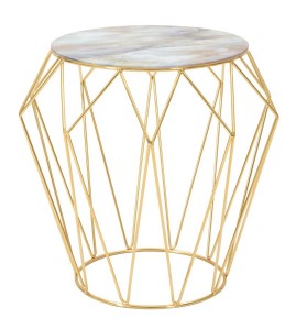 Masa de cafea din metal si sticla, Start Multicolor / Auriu, Ø52,5x50 cm